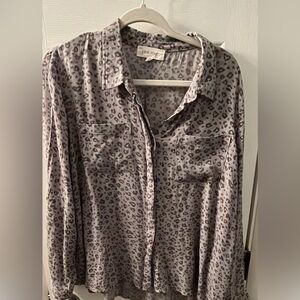 💜3 for $15 Pink Rose Gray Leopard Print Blouse SzXL